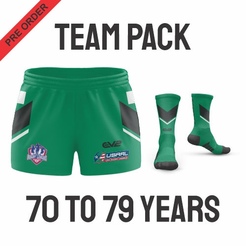 USA Masters Rugby League - Green Pack (Players are required to wear the color shorts that match their age group in accordance with USA Masters Rules)